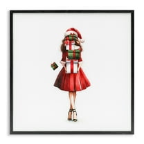 Stupell Industries Carrying Christmas Fun Holiday Painting Black Framed Art Prints Wall Art, 24 x 24