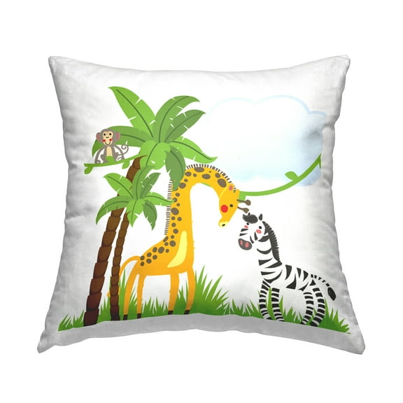 Stupell Industries Cartoon Animals & Palm Trees Decorative Printed Throw Pillow, 18 x 18