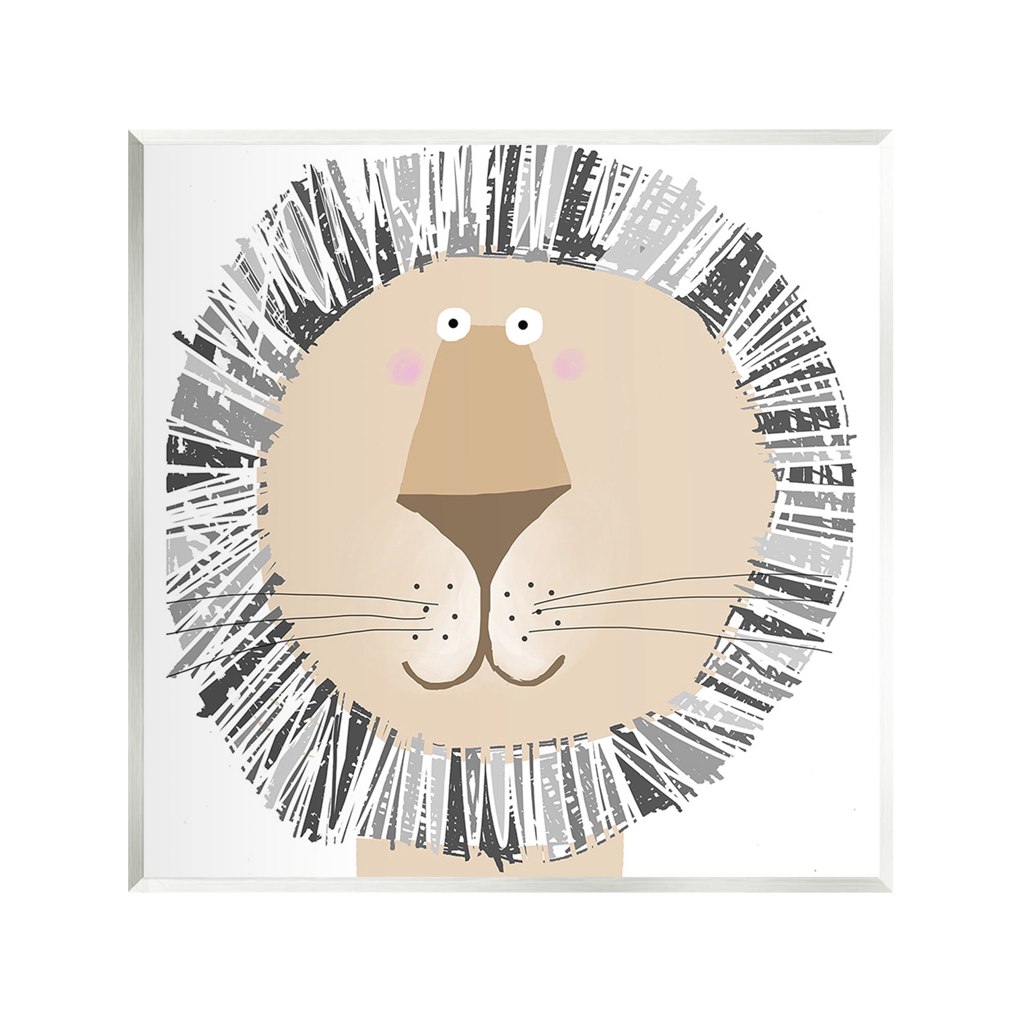 Stupell Industries Cartoon Lion Smile Animals & Insects Painting Unframed Art Print Wall Art, 12 x 12