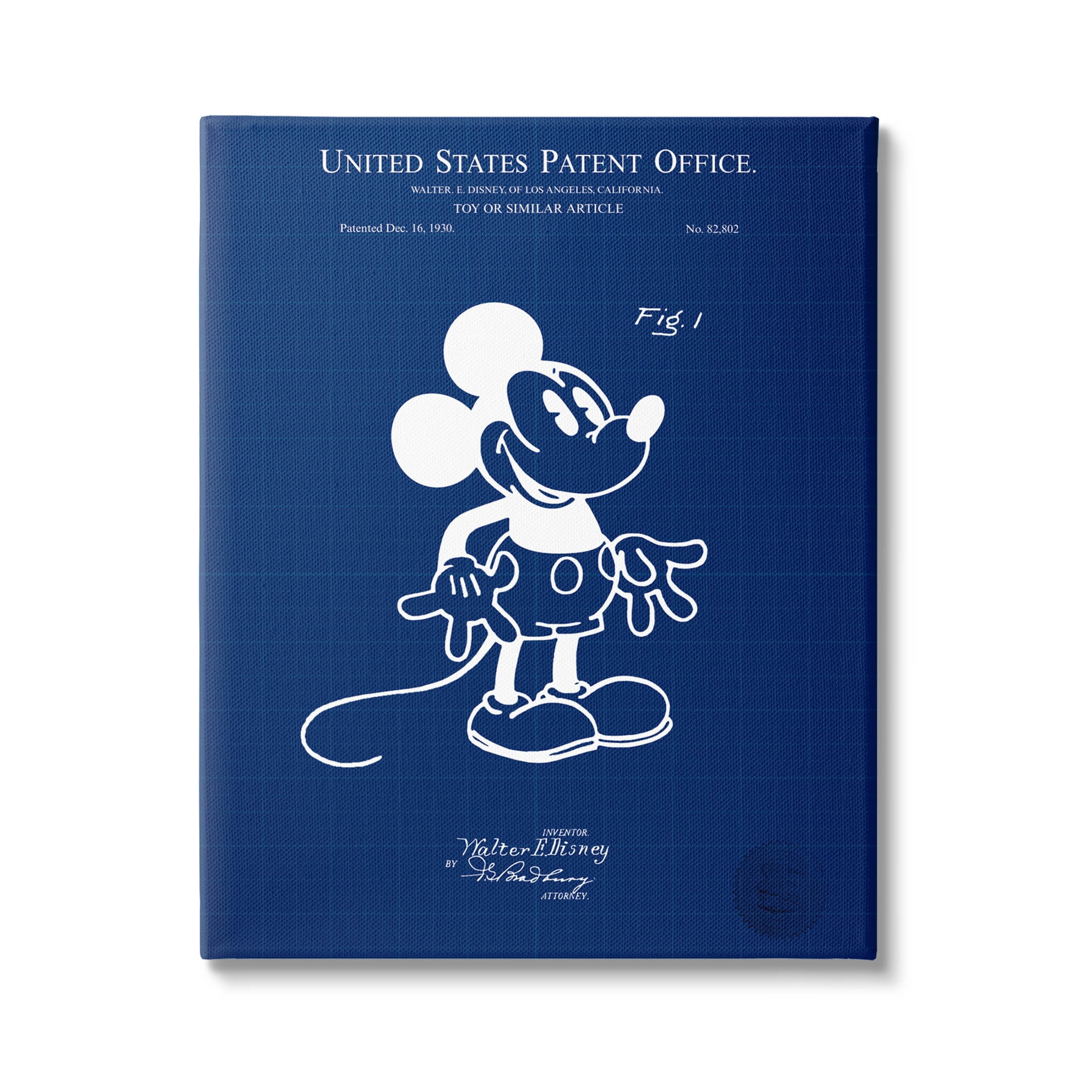 Stupell Industries Cartoon Mouse Character Blueprint Graphic Art Gallery Wrapped Canvas Print Wall Art, Design by Karl Hronek