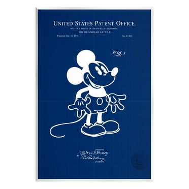 Stupell Industries Cartoon Mouse Character Blueprint Graphic Art Unframed Art Print Wall Art, Design by Karl Hronek