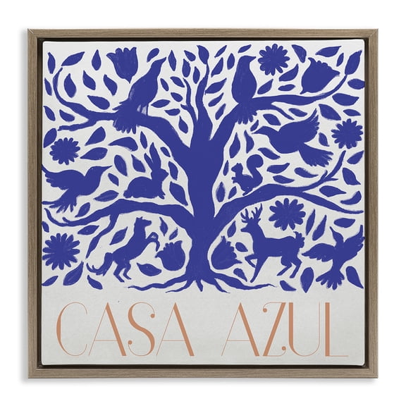 Stupell Industries Casa Azul Árbol y Animales Animals Painting Brown Floater Framed Art Print Wall Art, 25 x 25