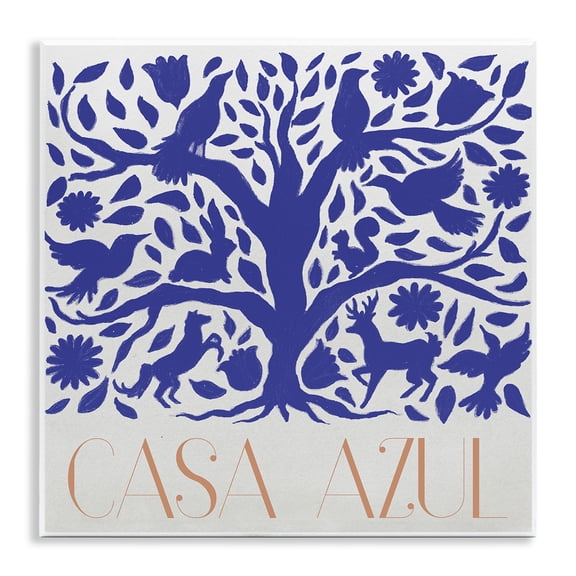Stupell Industries Casa Azul Árbol y Animales Animals Painting Unframed Art Print Wall Art, 12 x 12