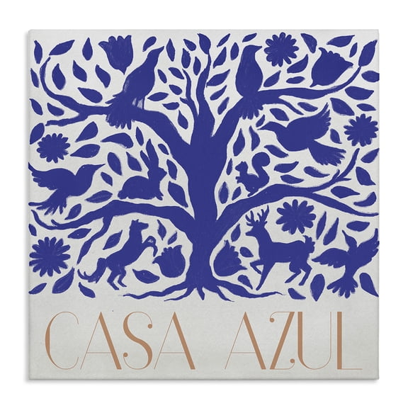 Stupell Industries Casa Azul Árbol y Animales Animals Painting Wrapped Canvas Art Print Wall Art, 17 x 17