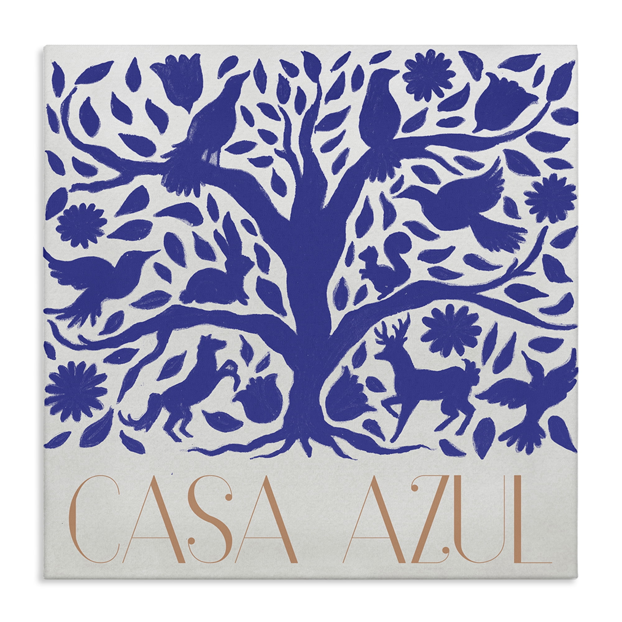 Stupell Industries Casa Azul Árbol y Animales Animals Painting Wrapped Canvas Art Print Wall Art, 36 x 36