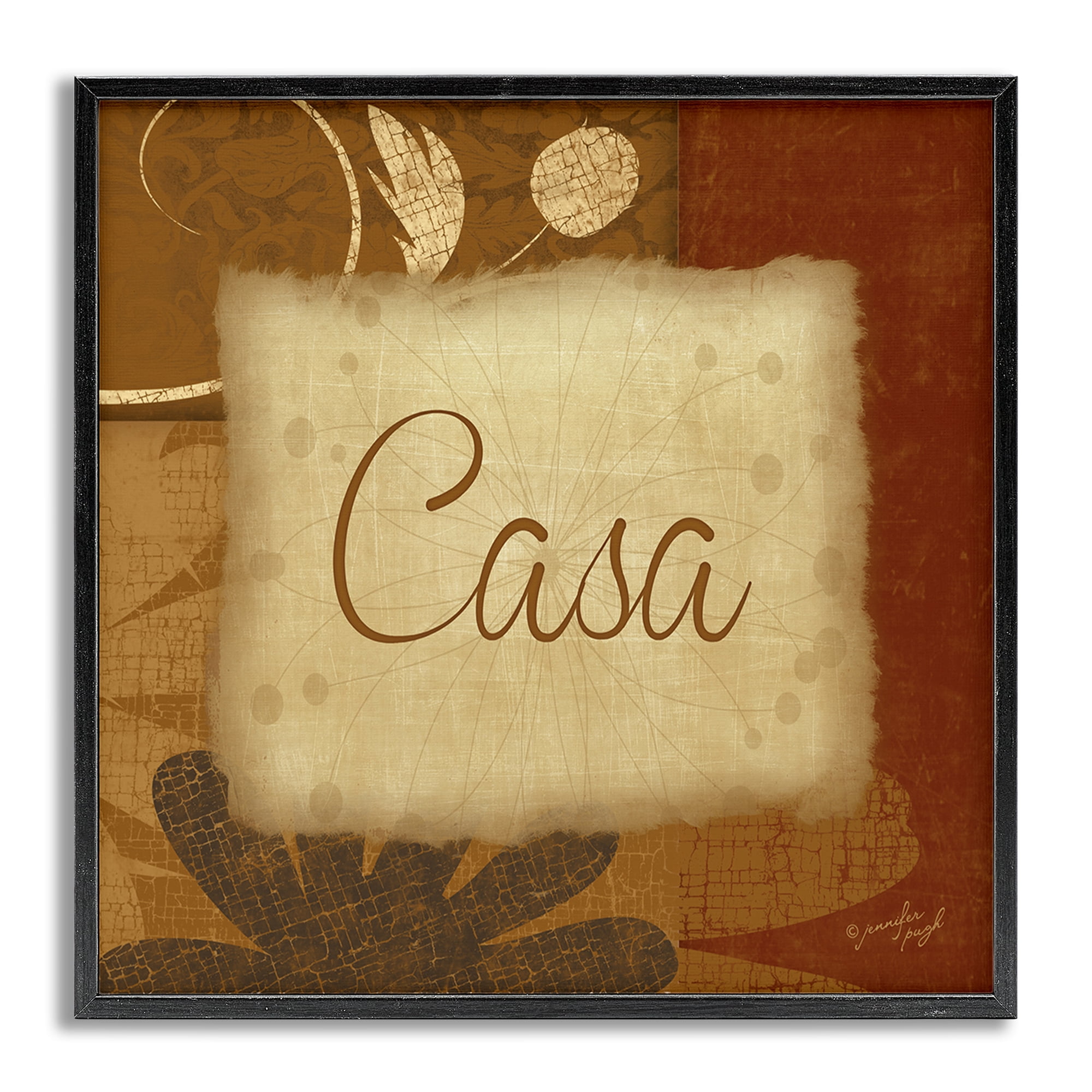 Stupell Industries Casa con Flores Tradicionales Typography and Symbols Painting Gray Framed Art Print Wall Art, 24 x 24