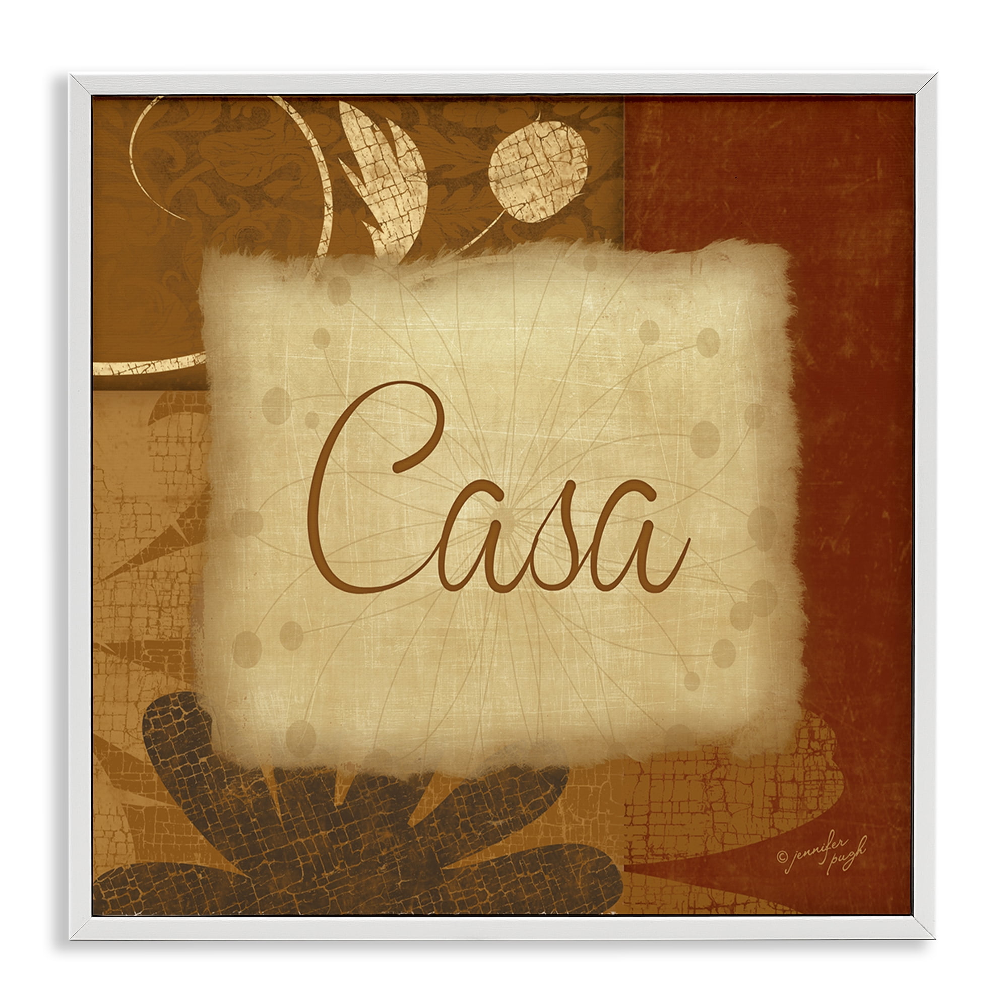 Stupell Industries Casa con Flores Tradicionales Typography and Symbols Painting White Framed Art Print Wall Art, 12 x 12
