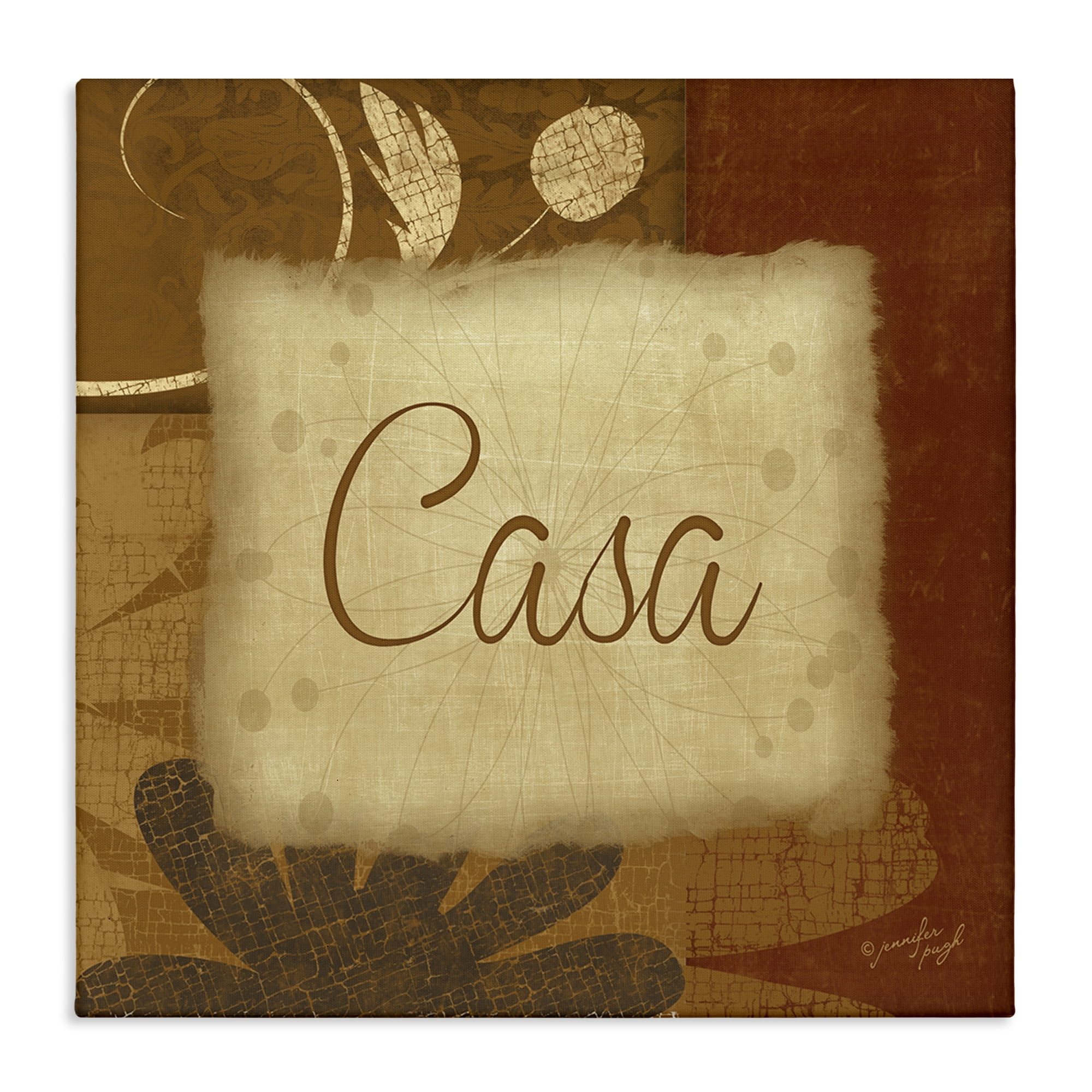 Stupell Industries Casa con Flores Tradicionales Typography and Symbols Painting Wrapped Canvas Art Print Wall Art, 17 x 17