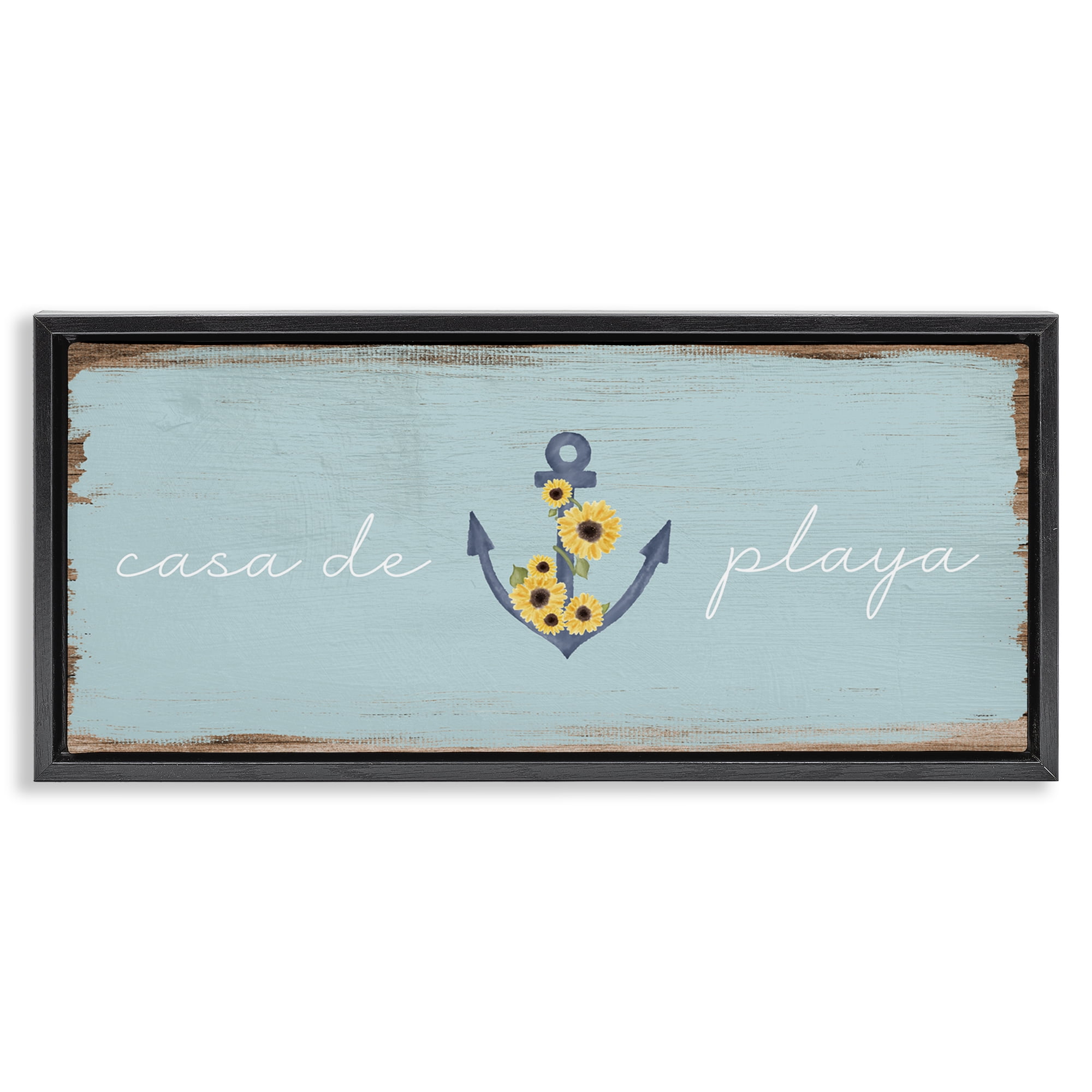 Stupell Industries Casa de Playa Nautical & Beach Painting Black Floater Framed Art Print Wall Art, 25 x 11