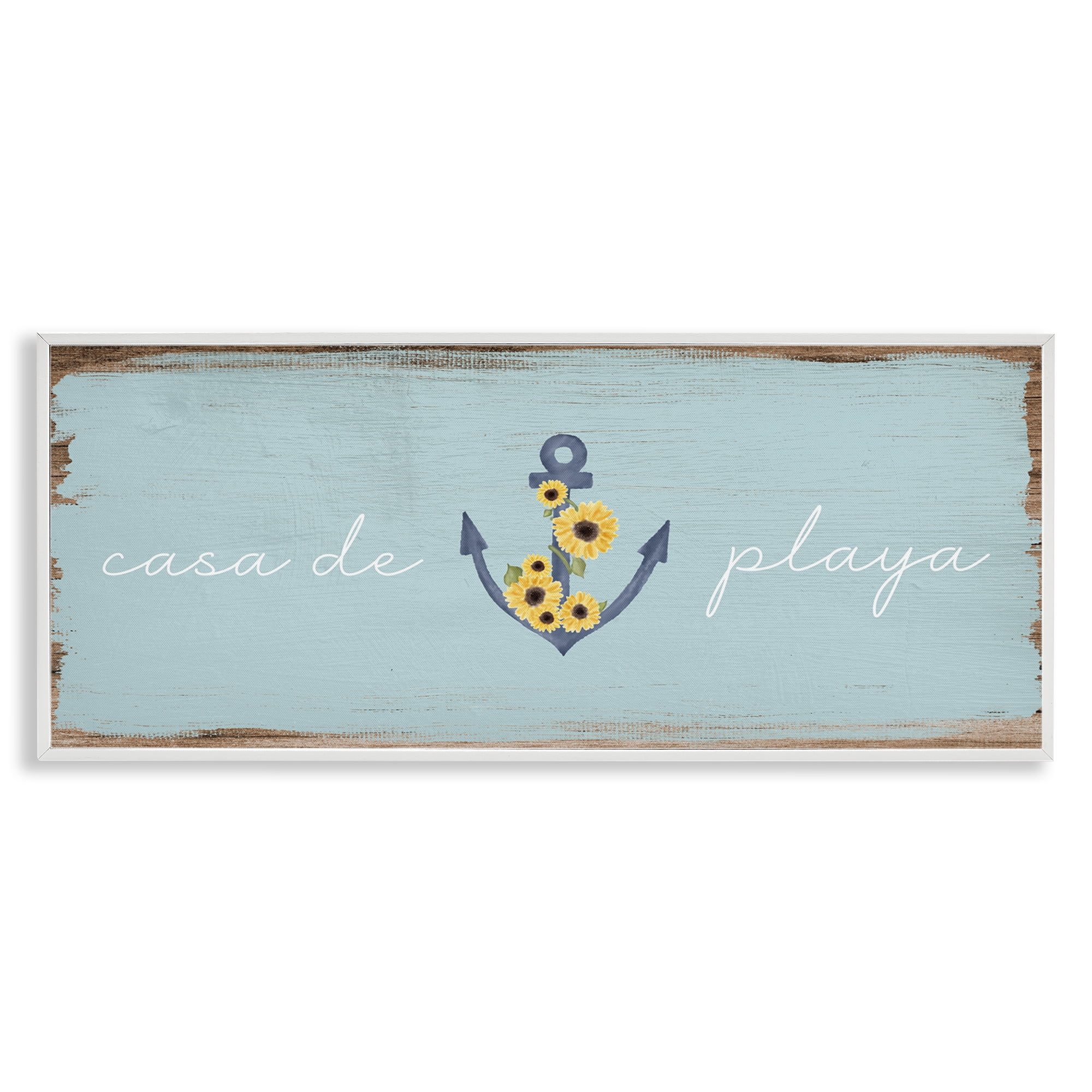 Stupell Industries Casa de Playa Nautical & Beach Painting White Framed Art Print Wall Art, 24 x 10