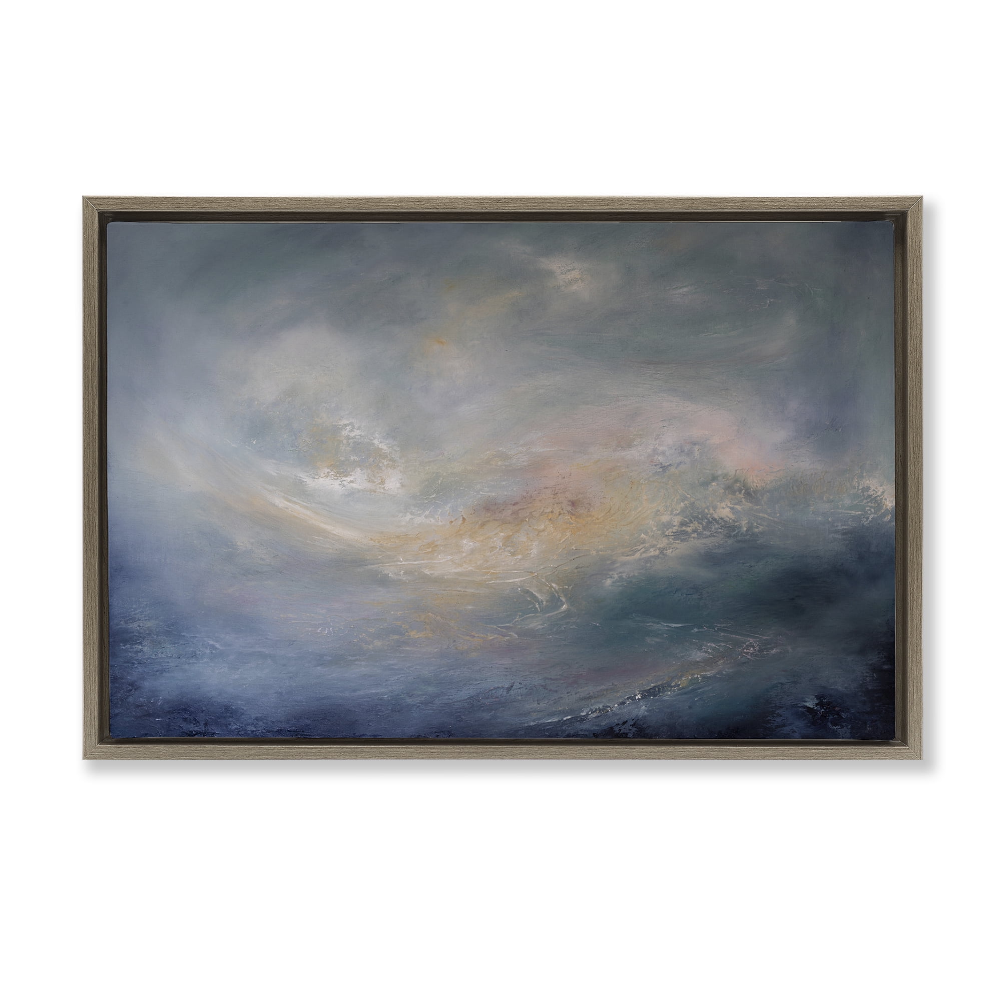 Stupell Industries Cascading Clouds Abstract Abstract Painting Brown Floater Framed Canvas Art Print Wall Art, 31 x 21