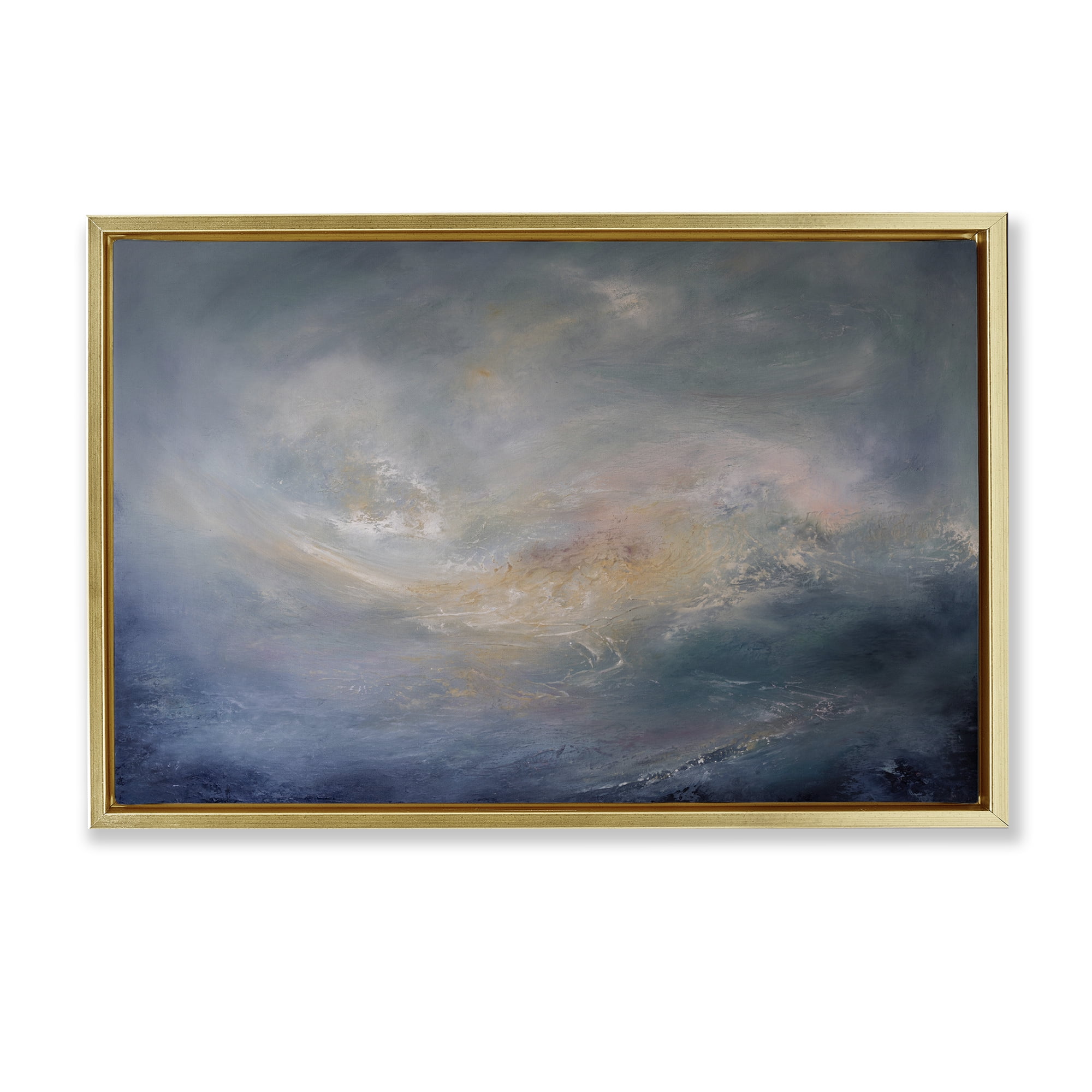 Stupell Industries Cascading Clouds Abstract Abstract Painting Gold Floater Framed Canvas Art Print Wall Art, 31 x 21