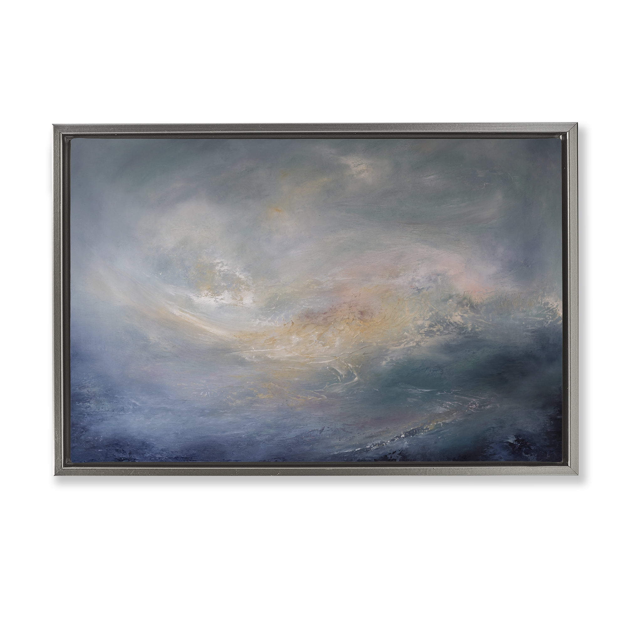Stupell Industries Cascading Clouds Abstract Abstract Painting Gray Floater Framed Canvas Art Print Wall Art, 31 x 21