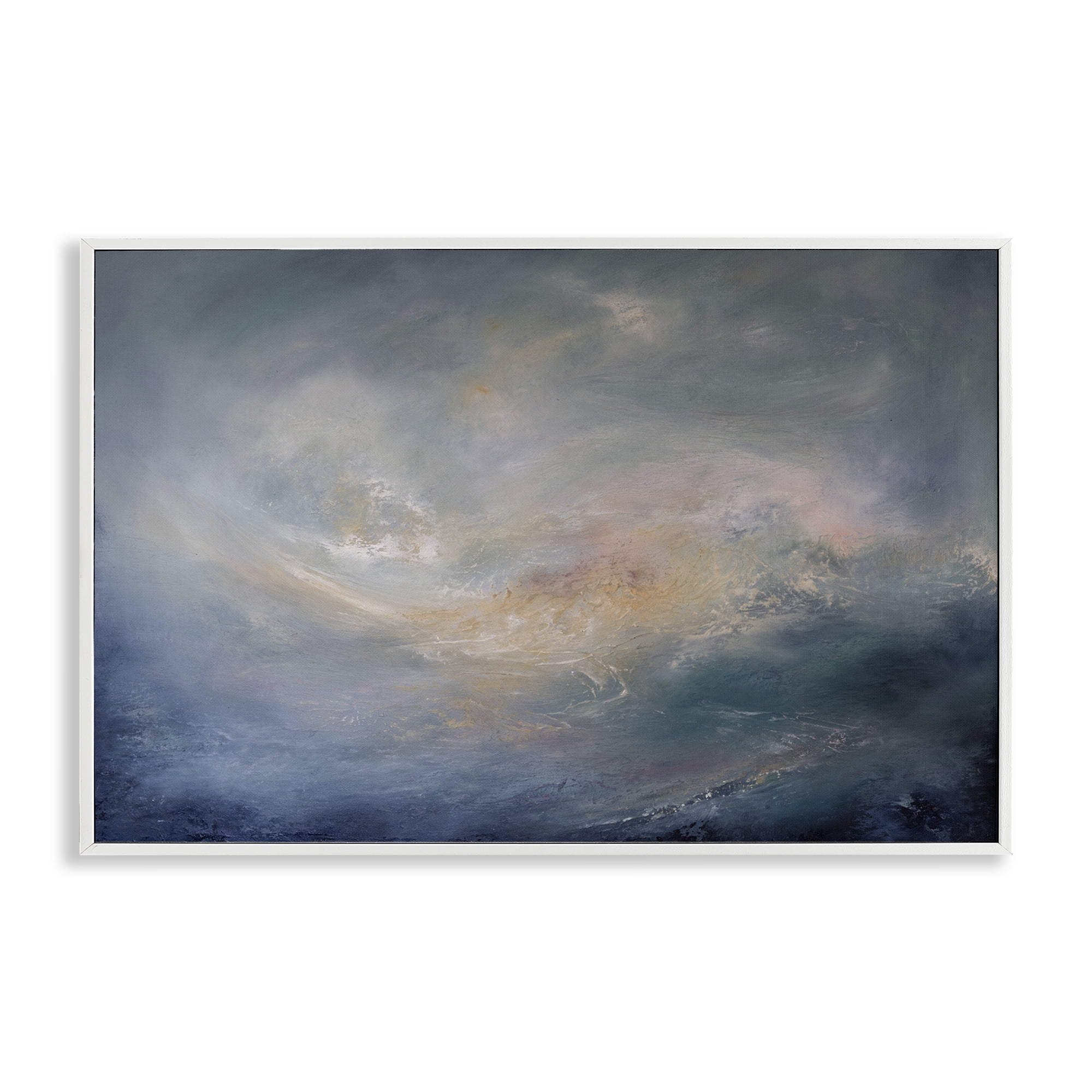 Stupell Industries Cascading Clouds Abstract Abstract Painting White Framed Art Print Wall Art, 24 x 16