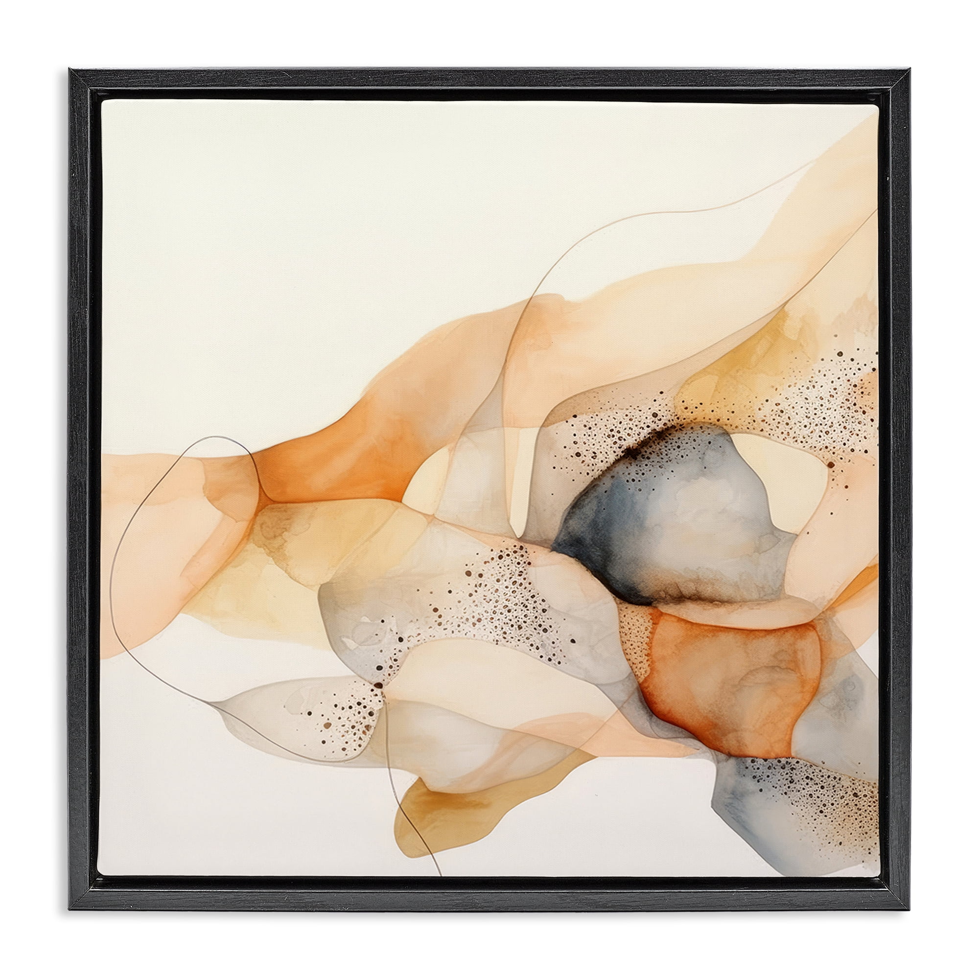 Stupell Industries Cascading Fluid Abstract Abstract Painting Black Floater Framed Canvas Art Print Wall Art, 25 x 25