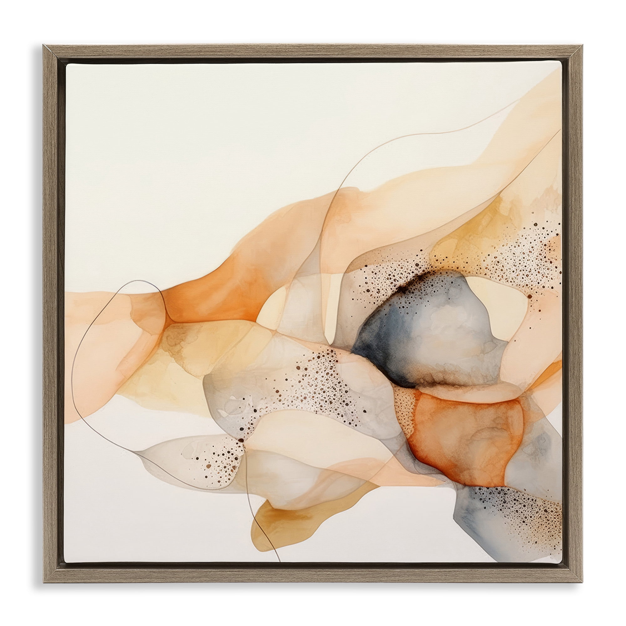Stupell Industries Cascading Fluid Abstract Abstract Painting Brown Floater Framed Canvas Art Print Wall Art, 18 x 18