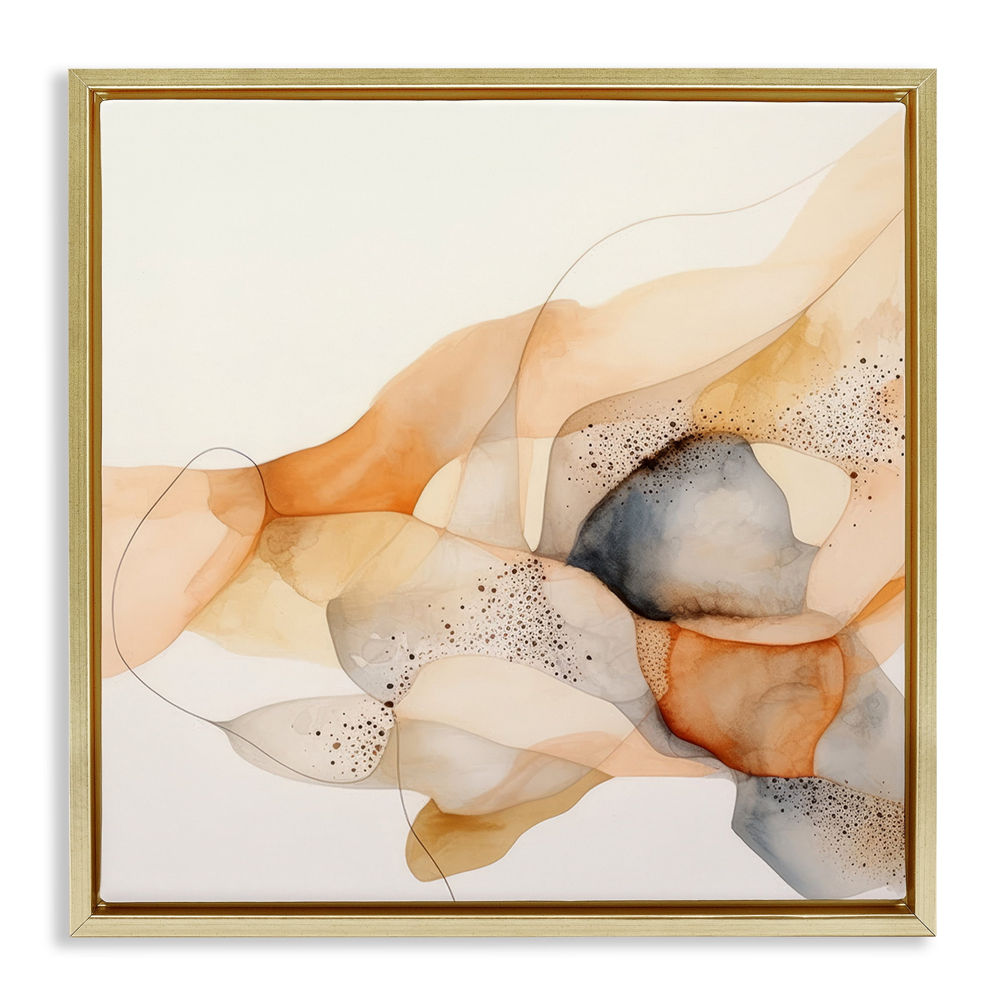 Stupell Industries Cascading Fluid Abstract Abstract Painting Gold Floater Framed Canvas Art Print Wall Art, 25 x 25