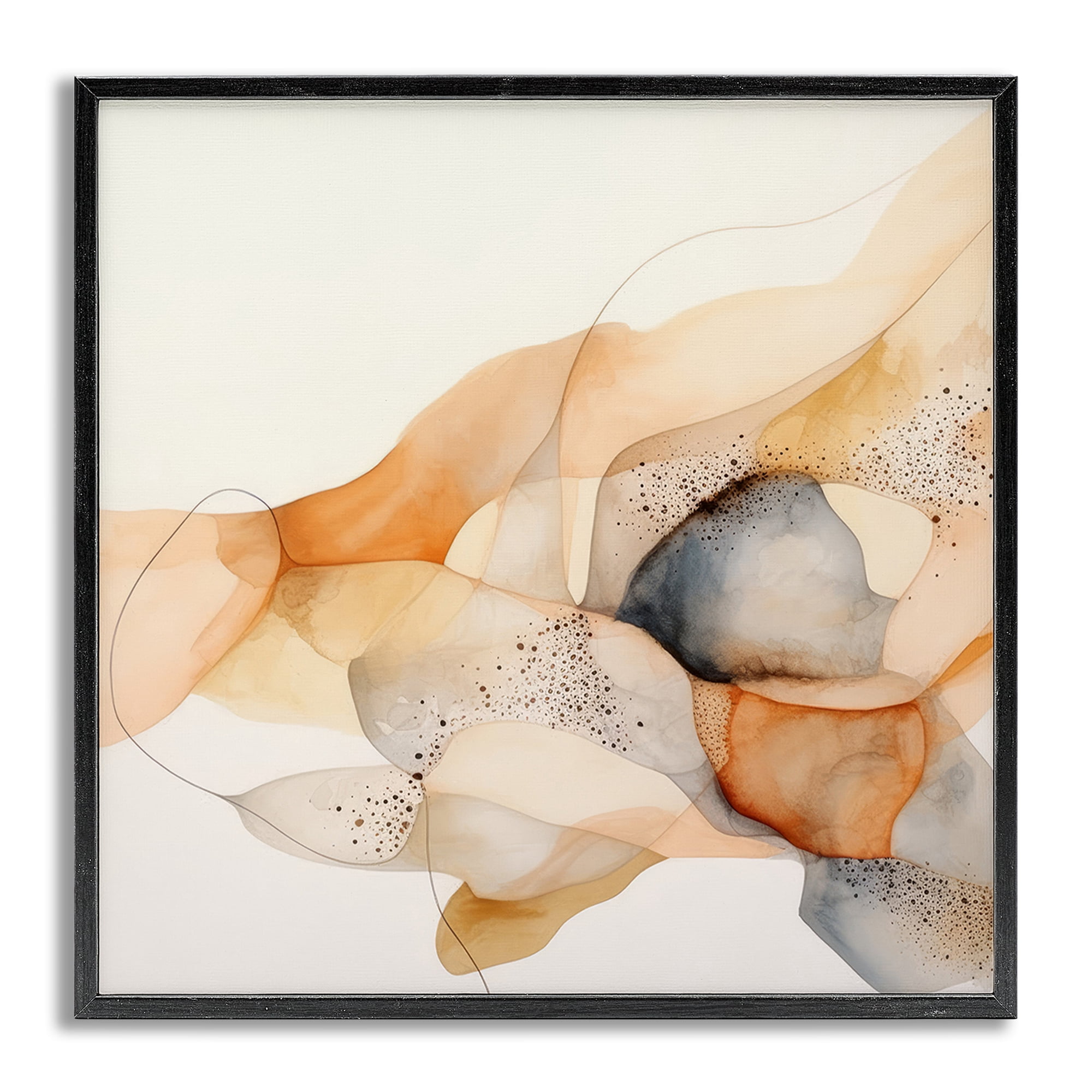Stupell Industries Cascading Fluid Abstract Abstract Painting Gray Framed Art Print Wall Art, 24 x 24
