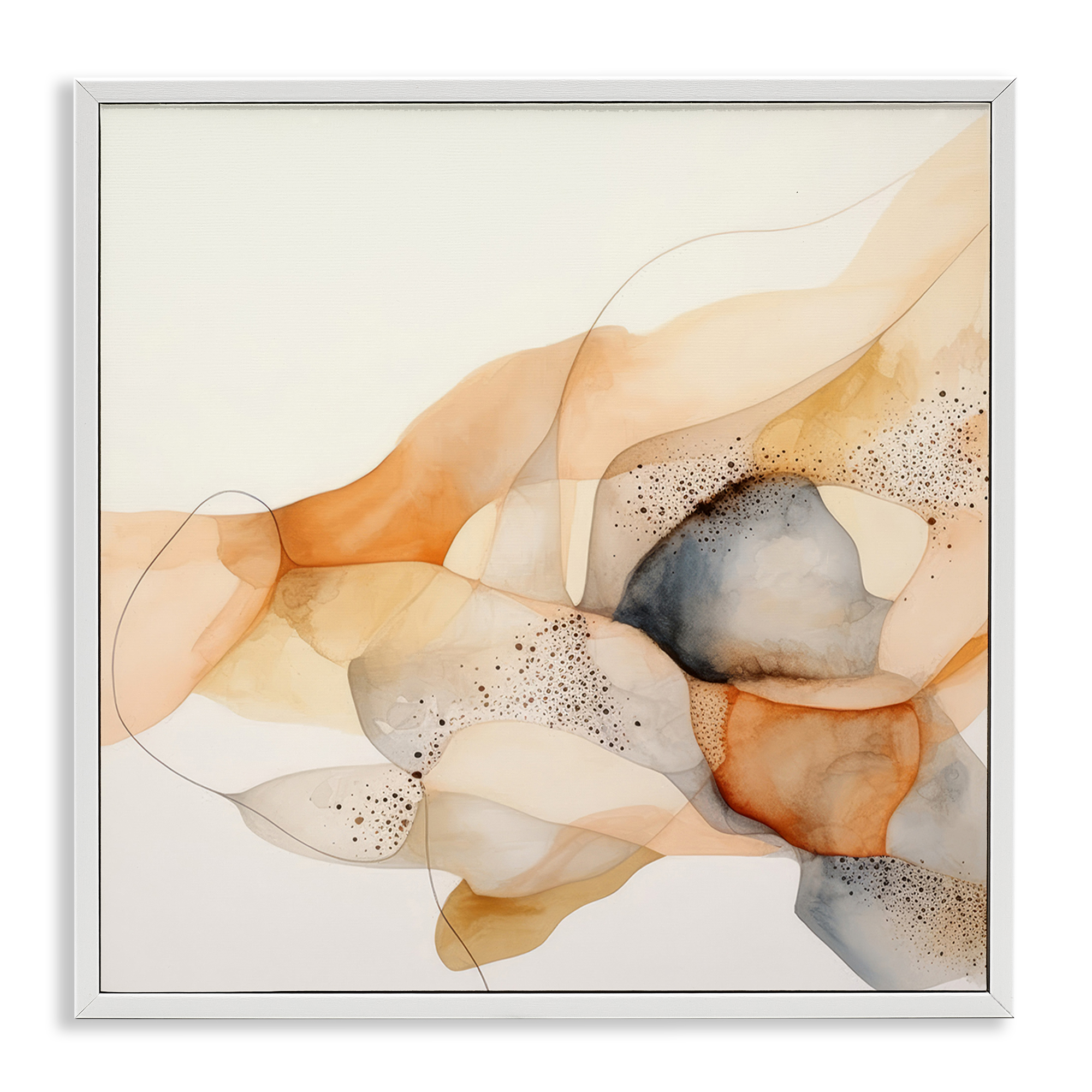 Stupell Industries Cascading Fluid Abstract Abstract Painting White Framed Art Print Wall Art, 12 x 12