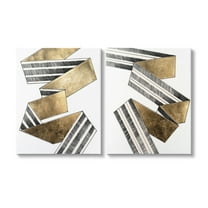 Stupell Industries Cascading Patterned Ribbon Abstract Painting Gallery Wrapped Canvas Art Print Wall Art, 16 x 20, Set of 2