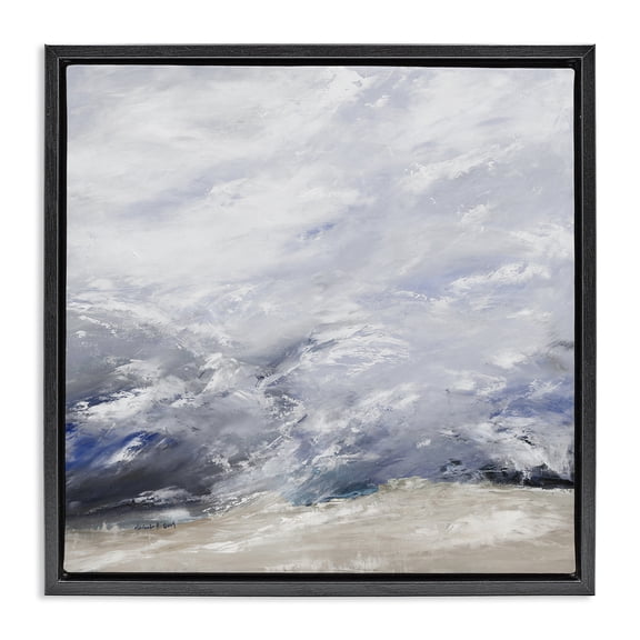 Stupell Industries Cascading Ripples Illusion Abstract Painting Black Floater Framed Canvas Art Print Wall Art, 18 x 18