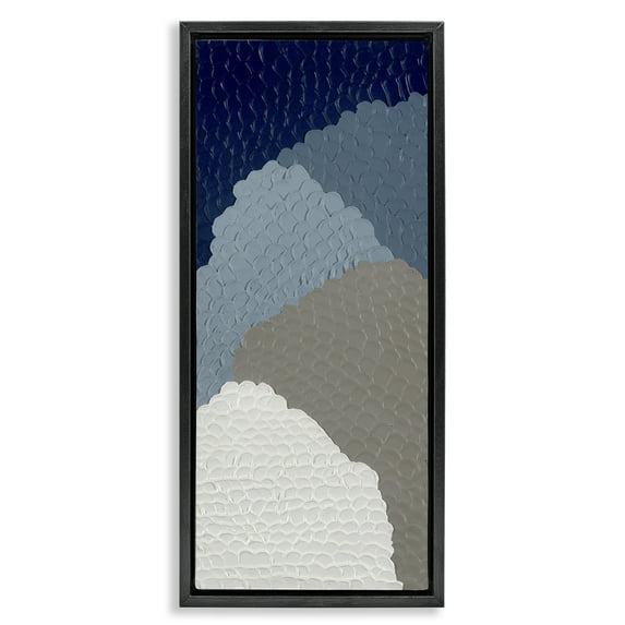 Stupell Industries Cascading Shapes Abstract Abstract Painting Black Floater Framed Canvas Art Print Wall Art, 11 x 25