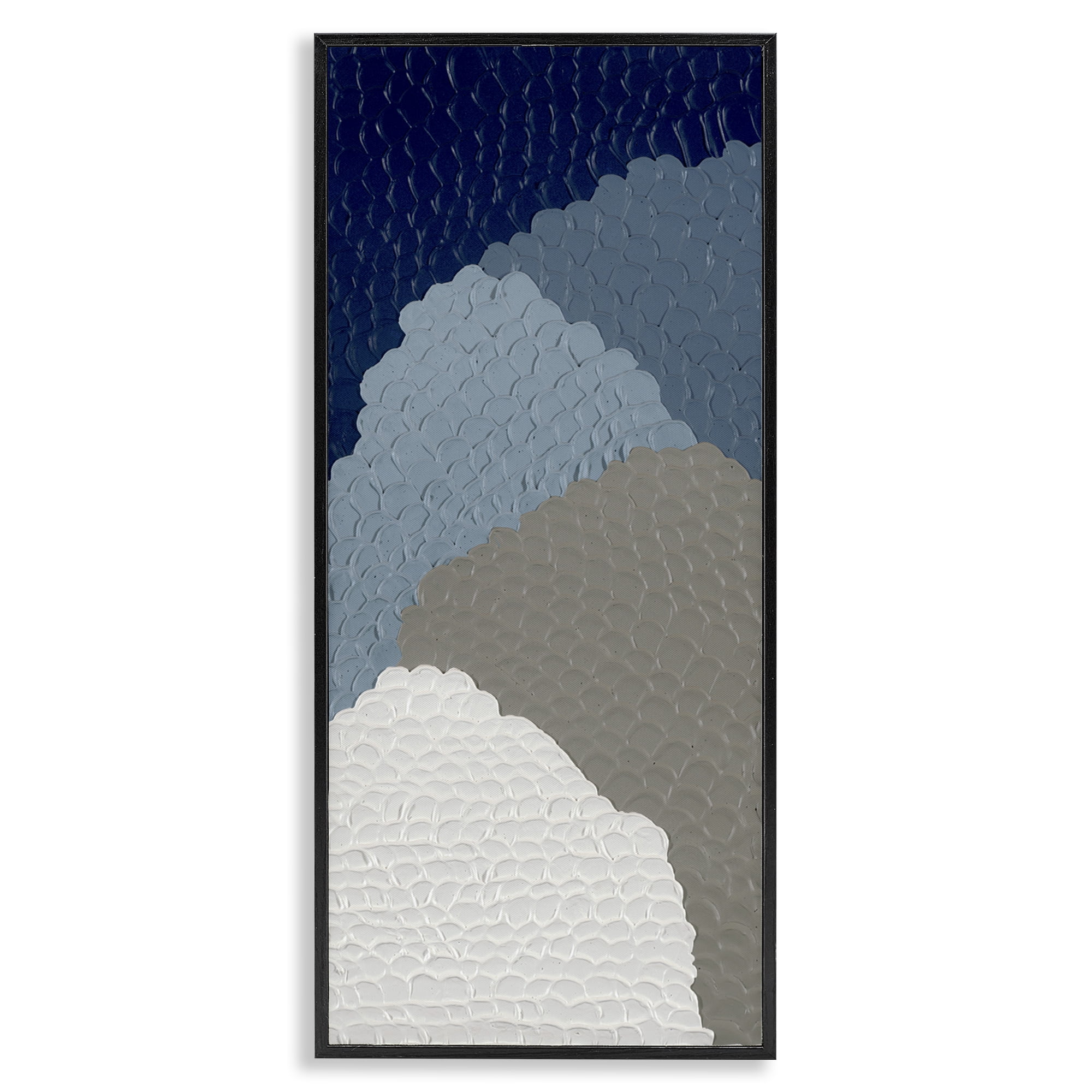 Stupell Industries Cascading Shapes Abstract Abstract Painting Black Framed Art Print Wall Art, 13 x 30