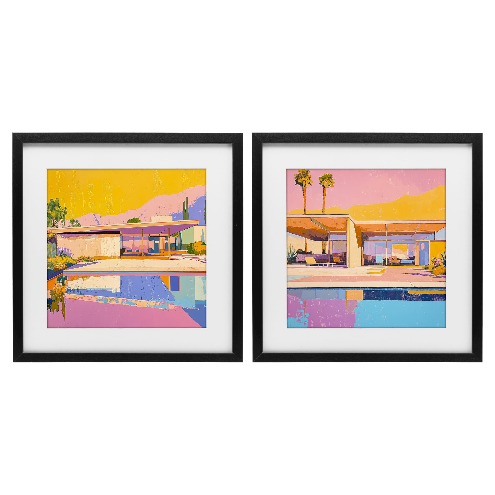 Stupell Industries Case Study Villa 2 Piece Black Framed Print Under Glass Set, design by Walker Noble