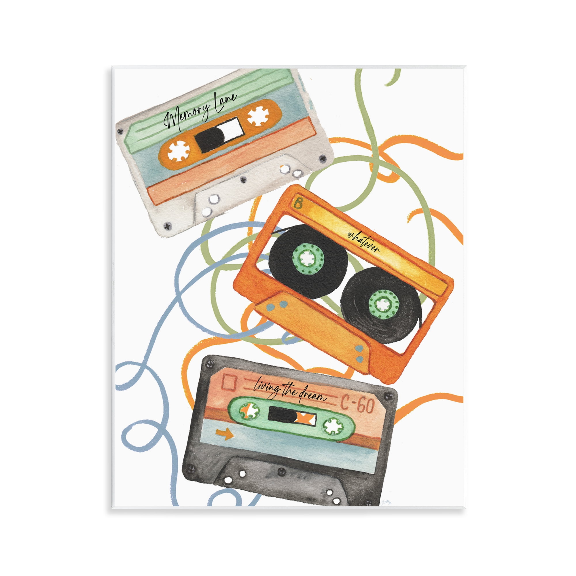 Stupell Industries Cassette Mix Tapes Trio Wall Plaque Art, design by Elizabeth Medley