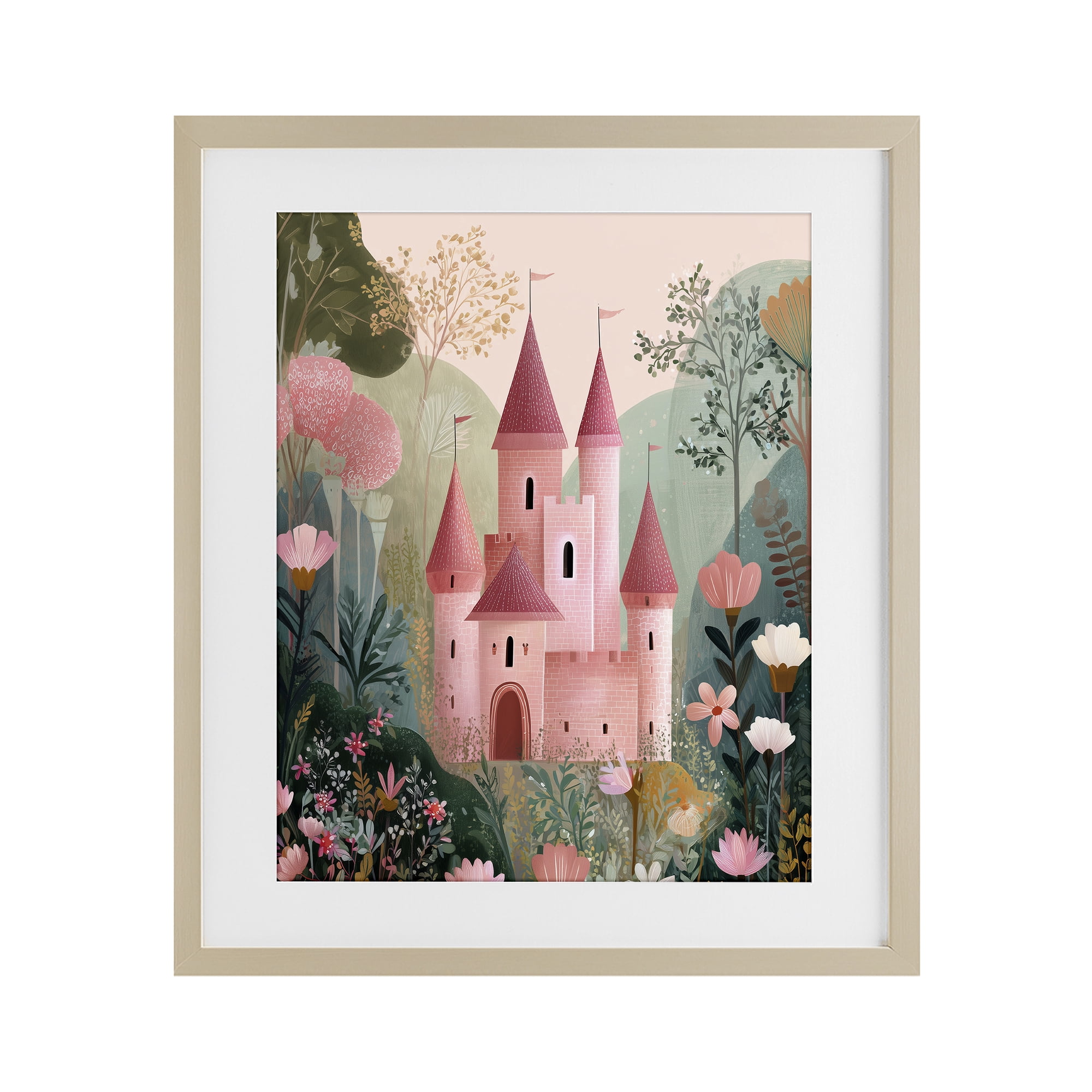 Stupell Industries Castle For A Princess Birch Framed Print Under Glass, design by Christine Simpson Art