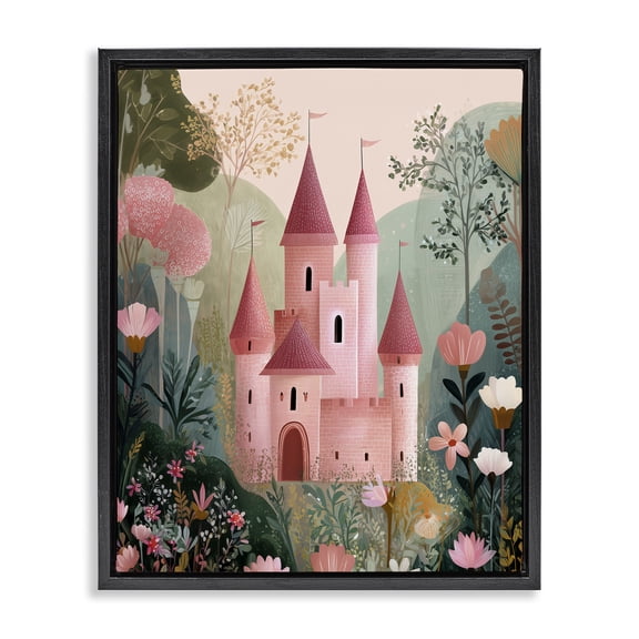 Stupell Industries Castle For A Princess Black Framed Floater Canvas Wall Art, design by Christine Simpson Art