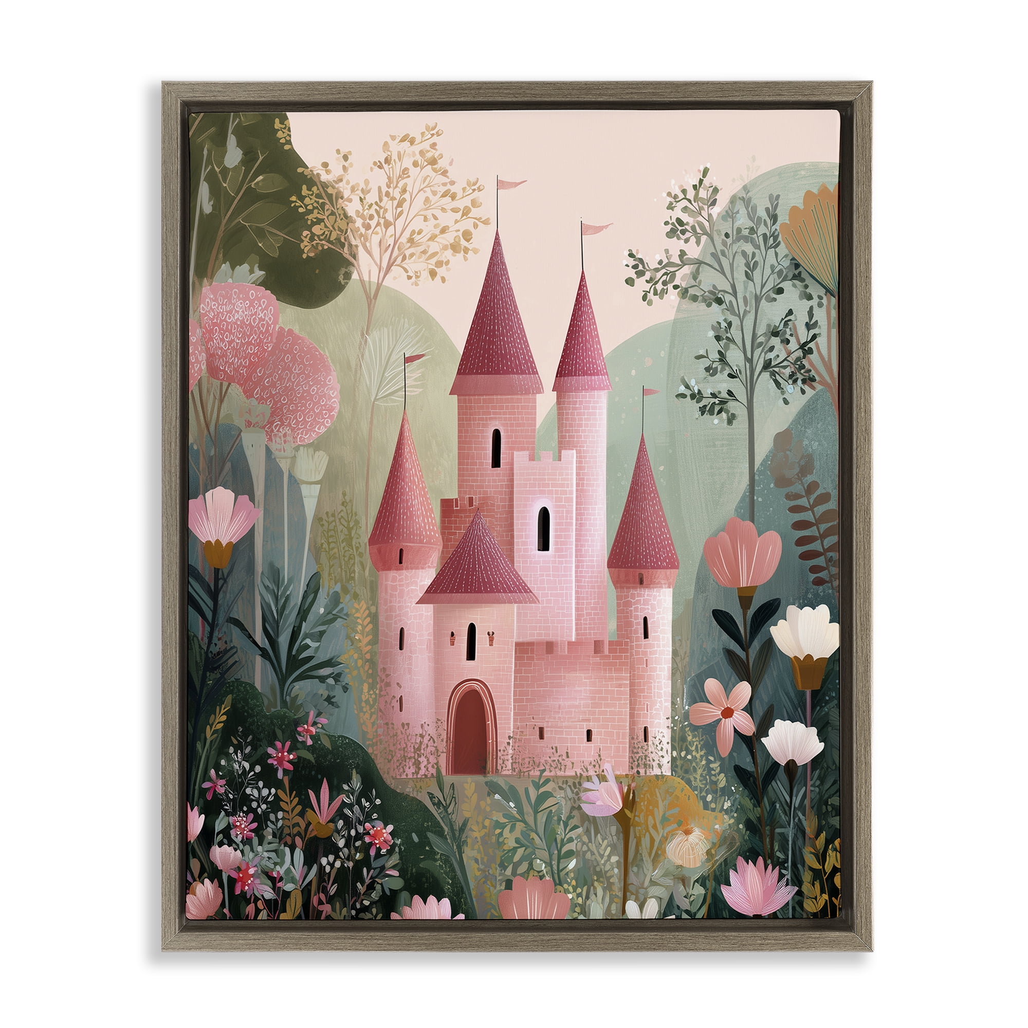 Stupell Industries Castle For A Princess Brown Framed Floater Canvas Wall Art, design by Christine Simpson Art