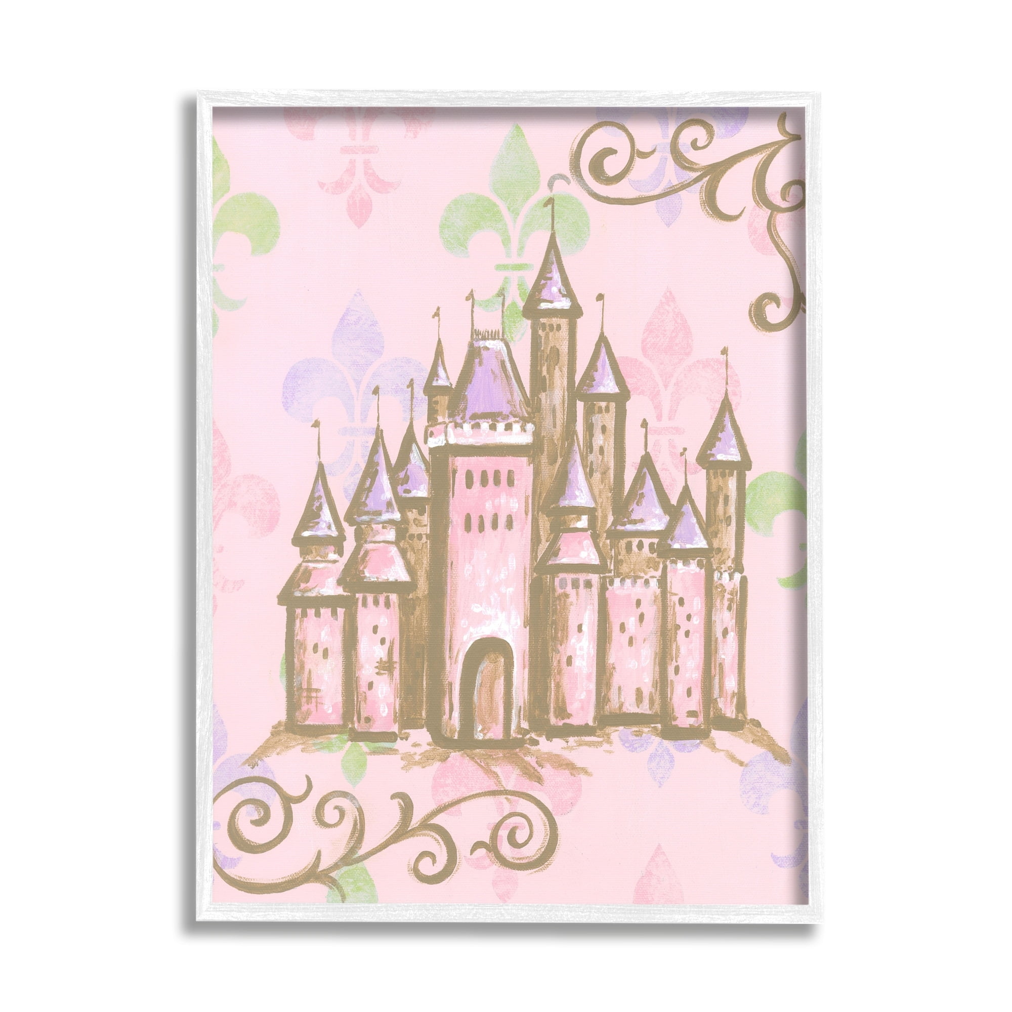 Stupell Industries Castle with Fleur de Lis on Pink, 24 x 30,Design by Reesa Qualia
