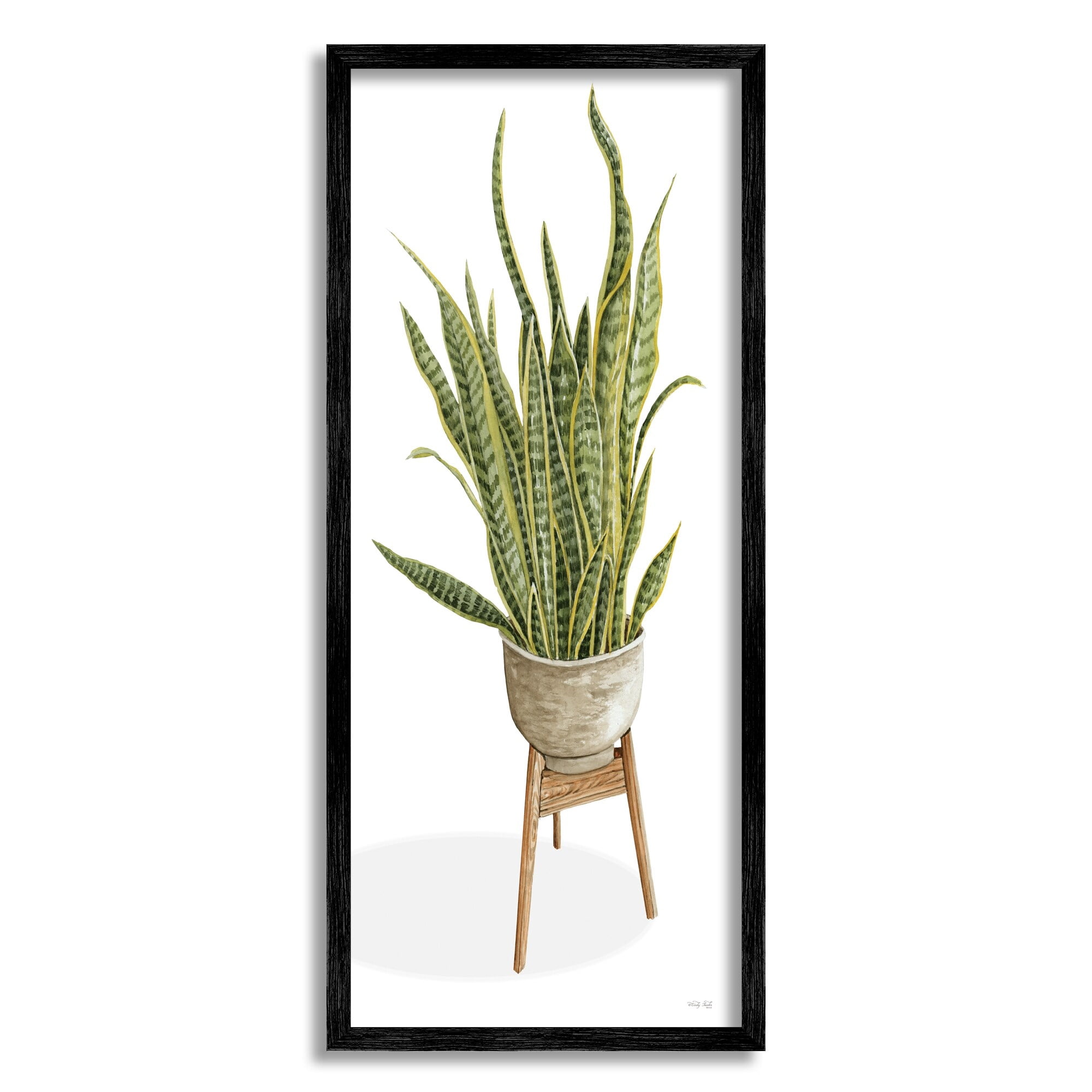 Stupell Industries Casual Aloe Plant Towering Green Leaves Planter Painting Black Framed Art Print Wall Art, Design by Cindy Jacobs