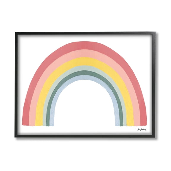 Stupell Industries Casual Arched Rainbow Design Mixed Stripes Painting Graphic Art Black Framed Art Print Wall Art, Design by Sara Baker