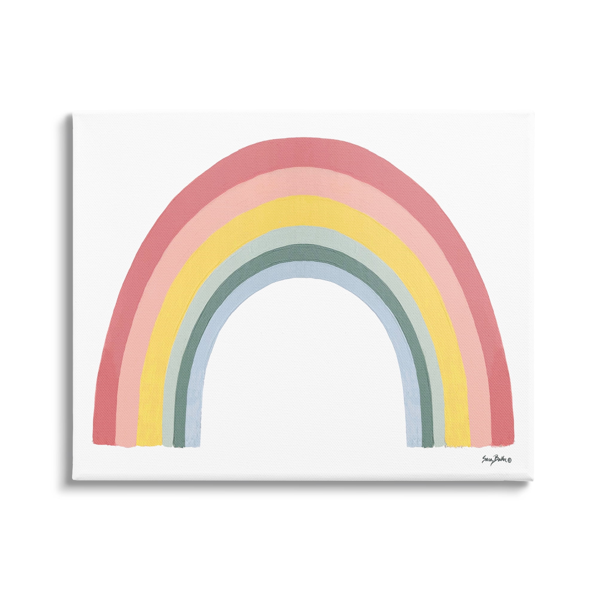 Stupell Industries Casual Arched Rainbow Design Mixed Stripes Painting Graphic Art Gallery Wrapped Canvas Print Wall Art, Design by Sara Baker