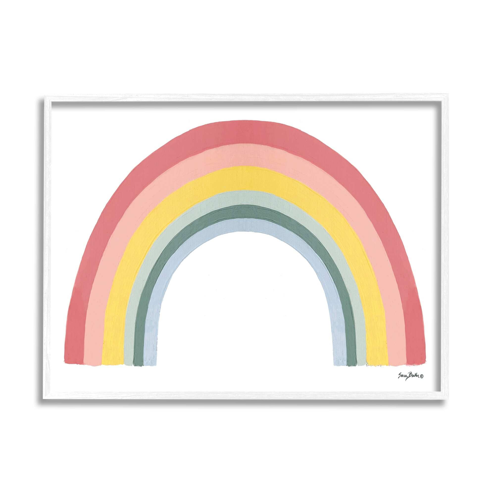 Stupell Industries Casual Arched Rainbow Design Mixed Stripes Painting Graphic Art White Framed Art Print Wall Art, Design by Sara Baker