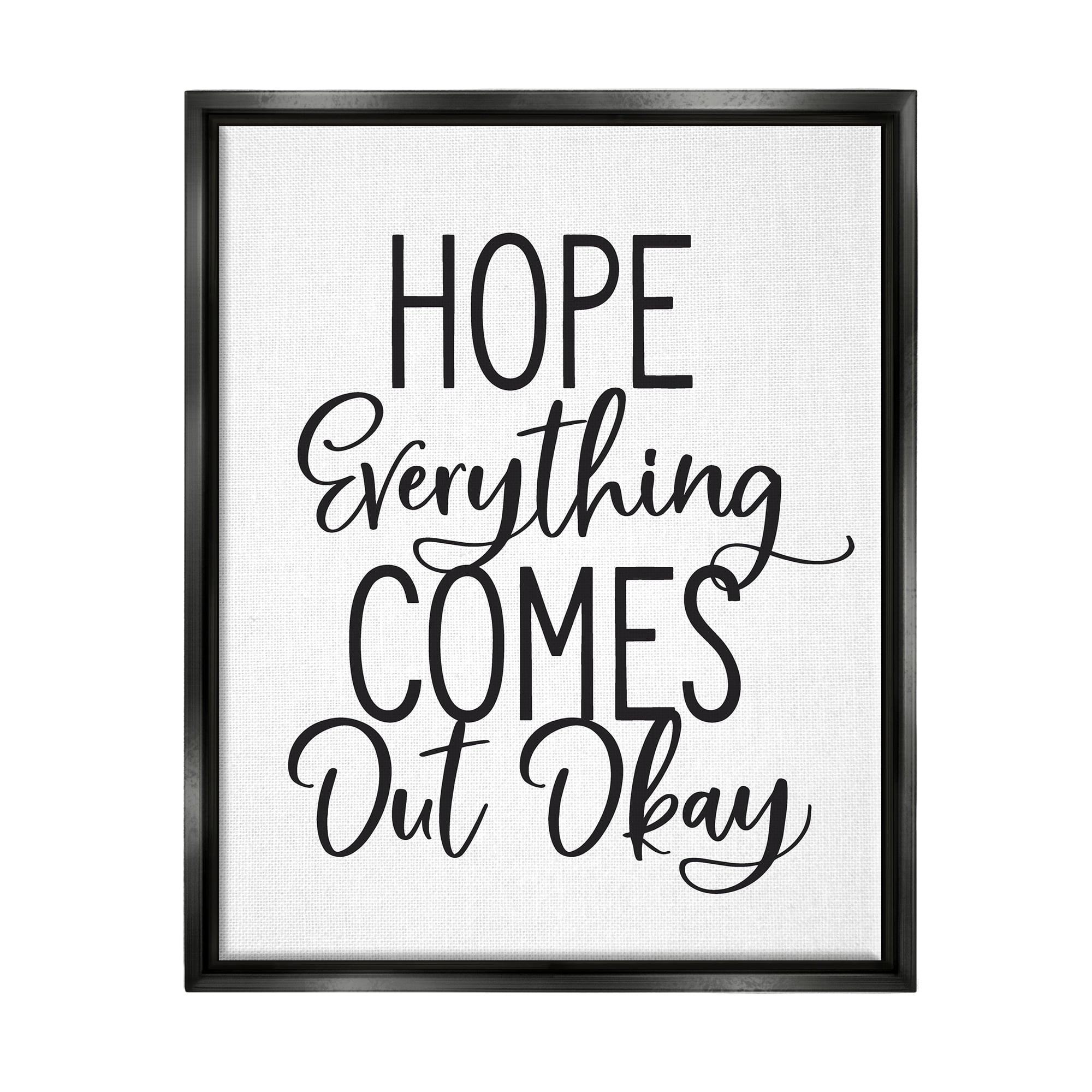 Stupell Industries Casual Bathroom Calligraphy Sign Humor Phrase Graphic Art Jet Black Floating Framed Canvas Print Wall Art, Design by Lettered and Lined