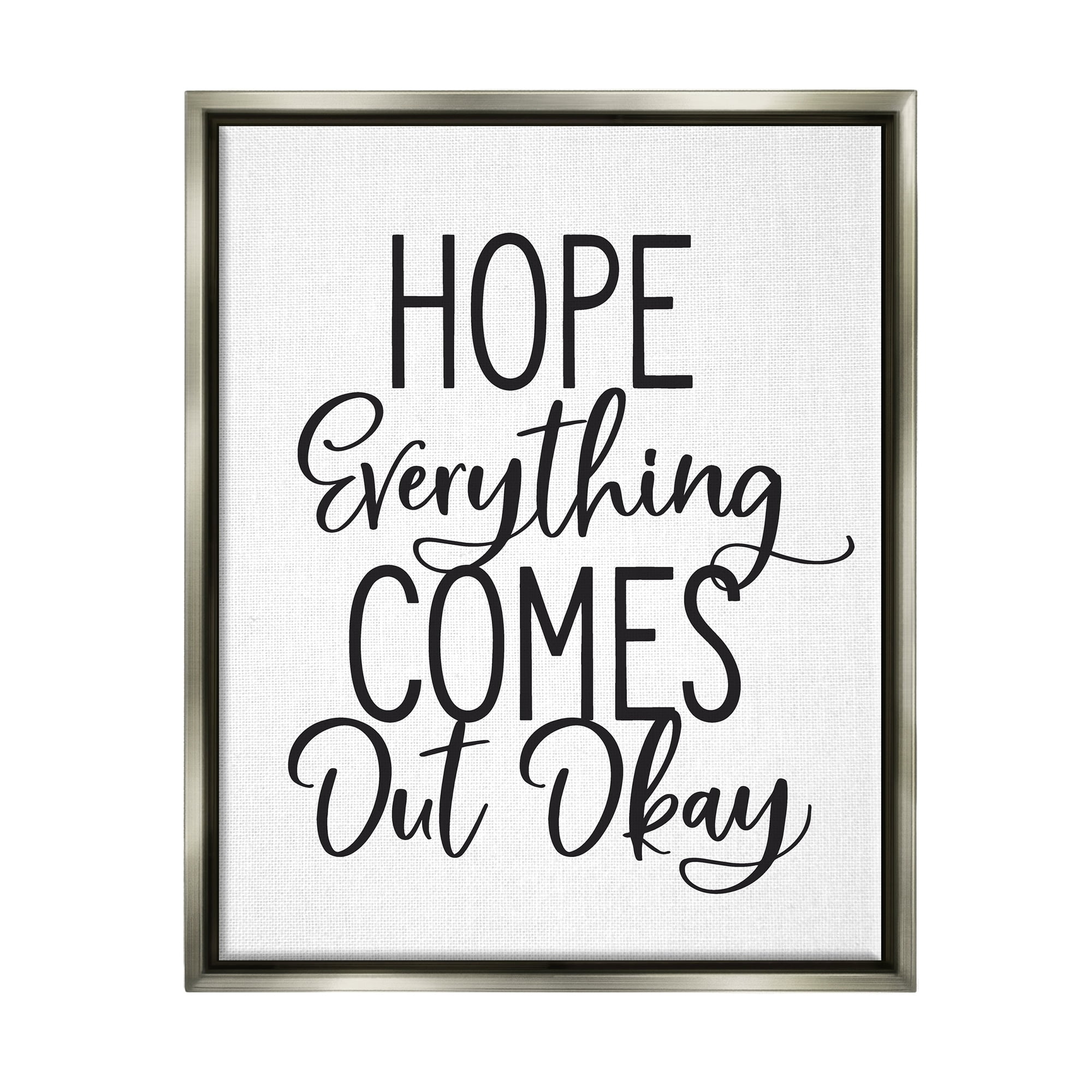 Stupell Industries Casual Bathroom Calligraphy Sign Humor Phrase Graphic Art Luster Gray Floating Framed Canvas Print Wall Art, Design by Lettered and Lined