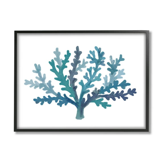 Stupell Industries Casual Blue Aquatic Coral Graphic Art Black Framed Art Print Wall Art, Design by Nina Muis Surface Design