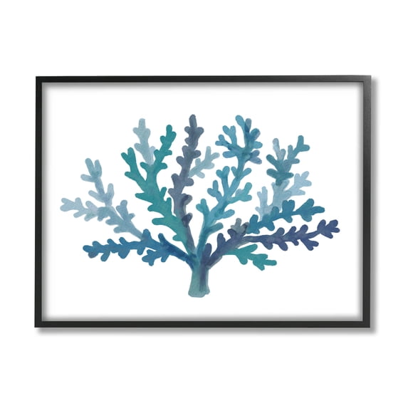 Stupell Industries Casual Blue Aquatic Coral Graphic Art Black Framed Art Print Wall Art, Design by Nina Muis Surface Design