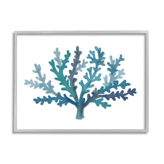 Stupell Industries Casual Blue Aquatic Coral Graphic Art Gray Framed Art Print Wall Art, Design by Nina Muis Surface Design