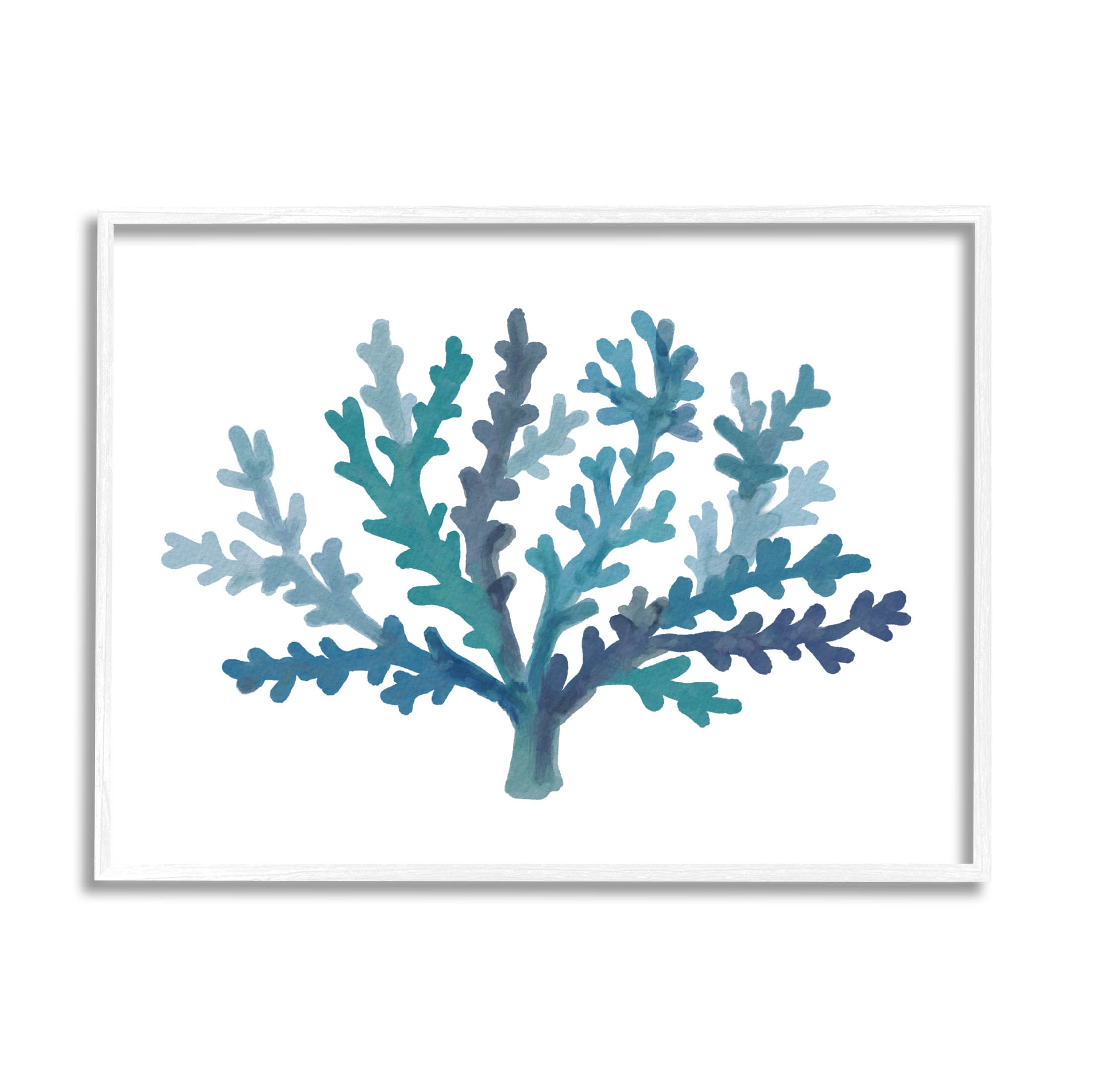 Stupell Industries Casual Blue Aquatic Coral Graphic Art White Framed Art Print Wall Art, Design by Nina Muis Surface Design