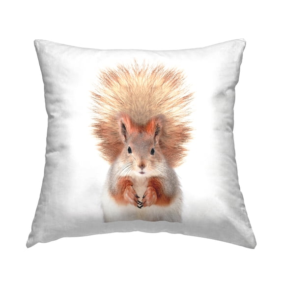 Stupell Industries Casual Brown Squirrel Portrait Square Decorative Printed Throw Pillow, 18 x 18,