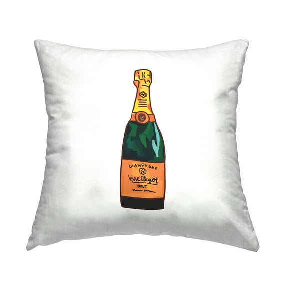 Stupell Industries Casual Champagne Bottle Square Decorative Printed Throw Pillow, 18 x 18,