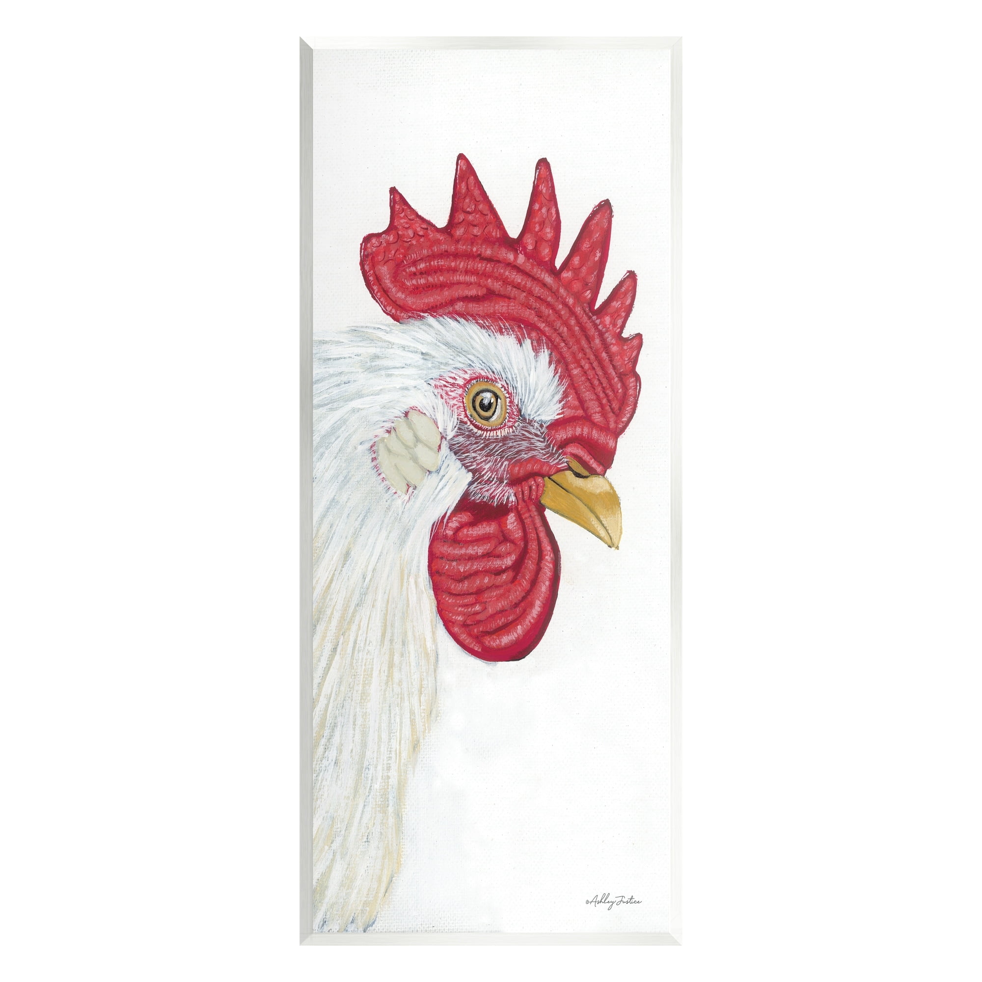 Stupell Industries Casual Chicken Rooster Farm Animal Wildlife Portrait Graphic Art Unframed Art Print Wall Art, Design by Ashley Justice