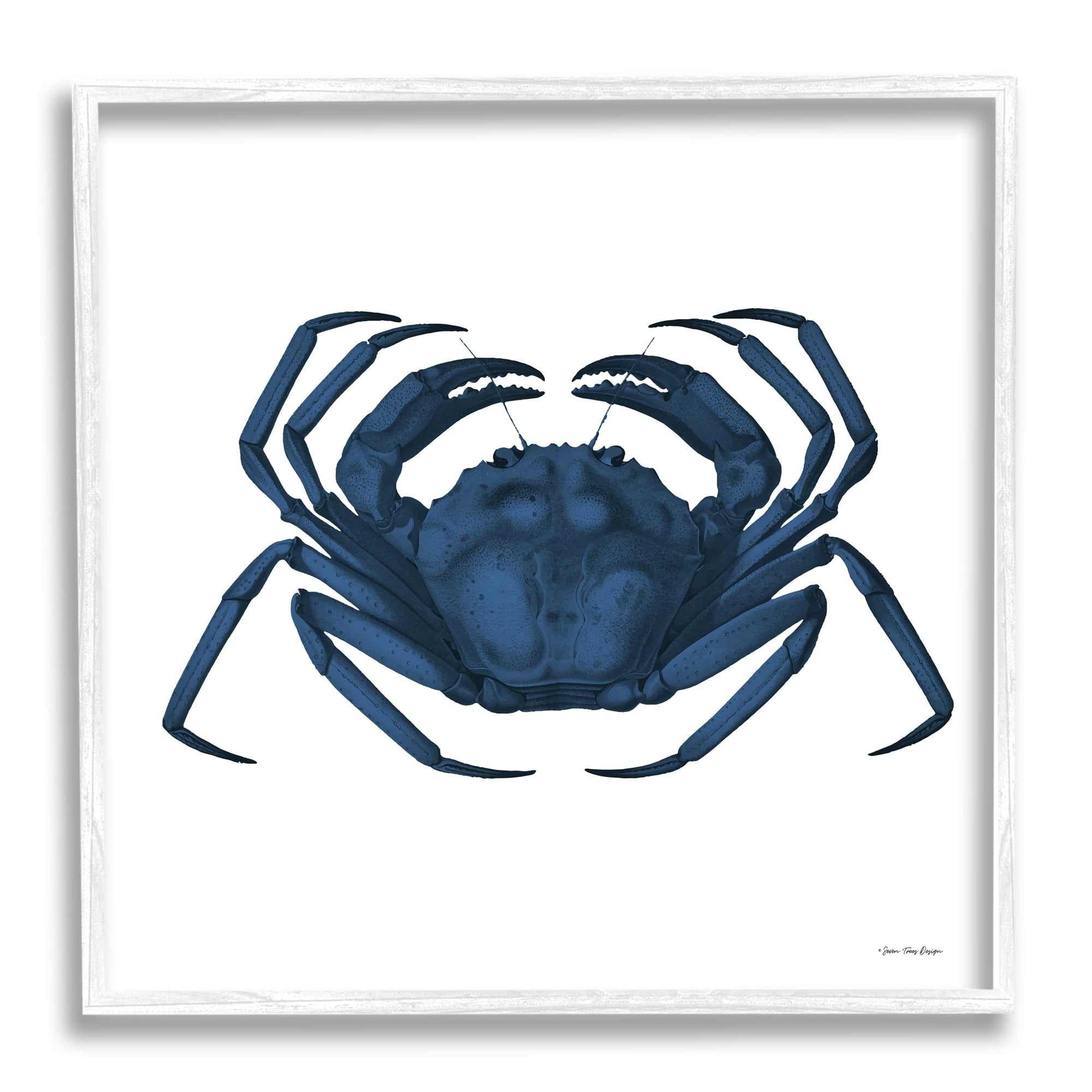 Stupell Industries Casual Cobalt Blue Fighting Crab Marine Animal Illustration,24 x 24, Design by Seven Trees Design