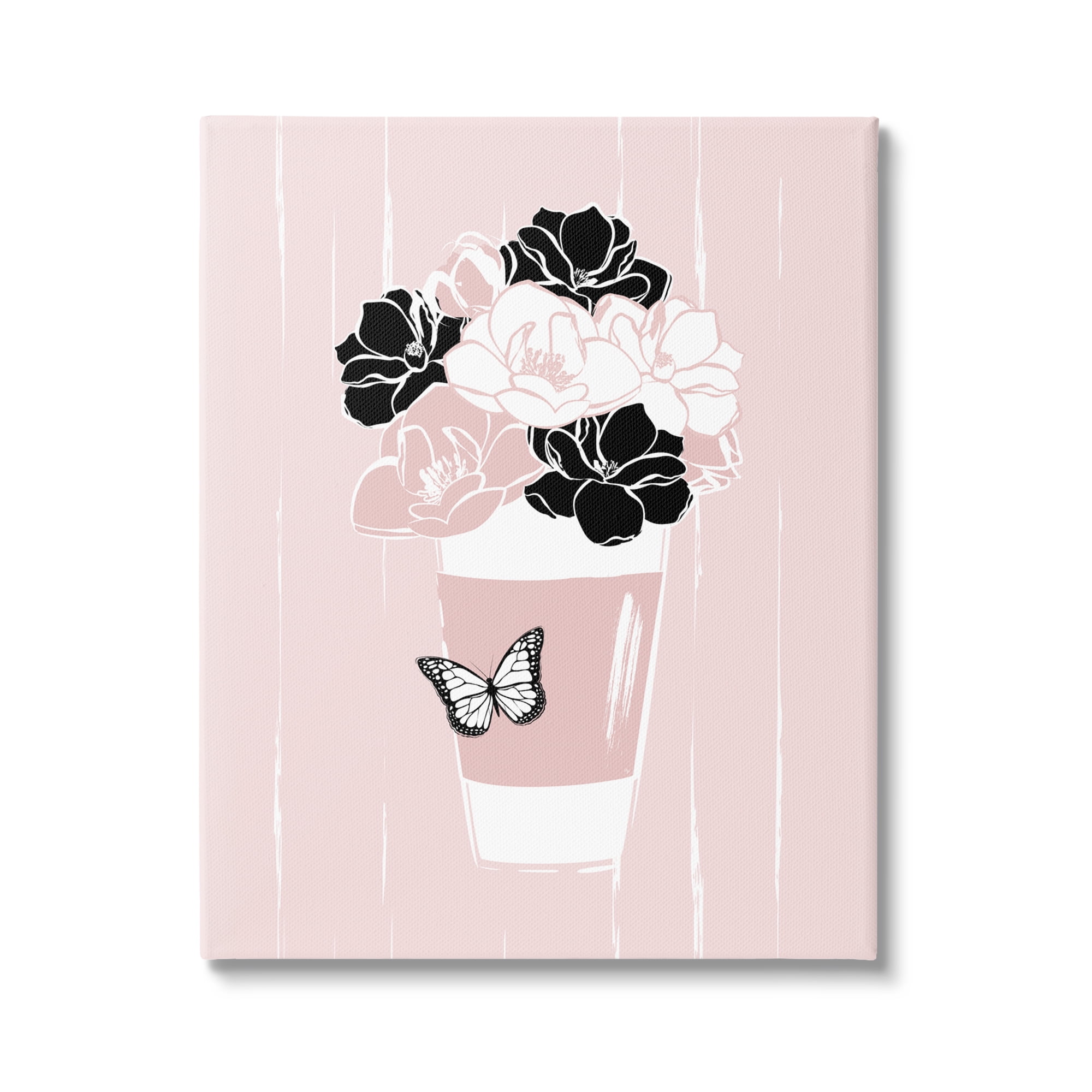 Stupell Industries Casual Coffee Cup Pink Assorted Flowers Arrangement Graphic Art Gallery Wrapped Canvas Print Wall Art, Design by Martina Pavlova