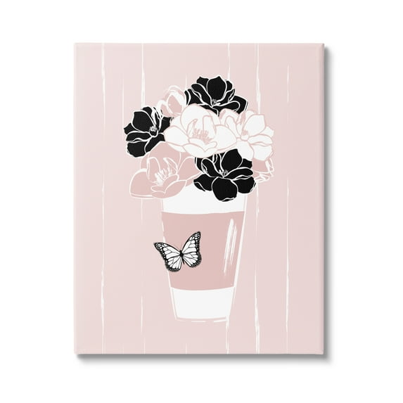 Stupell Industries Casual Coffee Cup Pink Assorted Flowers Arrangement Graphic Art Gallery Wrapped Canvas Print Wall Art, Design by Martina Pavlova
