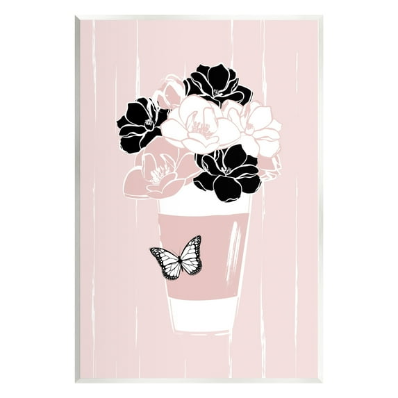 Stupell Industries Casual Coffee Cup Pink Assorted Flowers Arrangement Graphic Art Unframed Art Print Wall Art, Design by Martina Pavlova